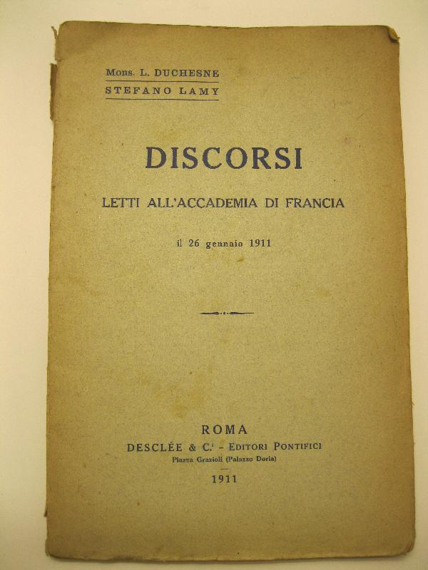 Discorsi letti all'Accademia di Francia,  il 26 gennaio 1911